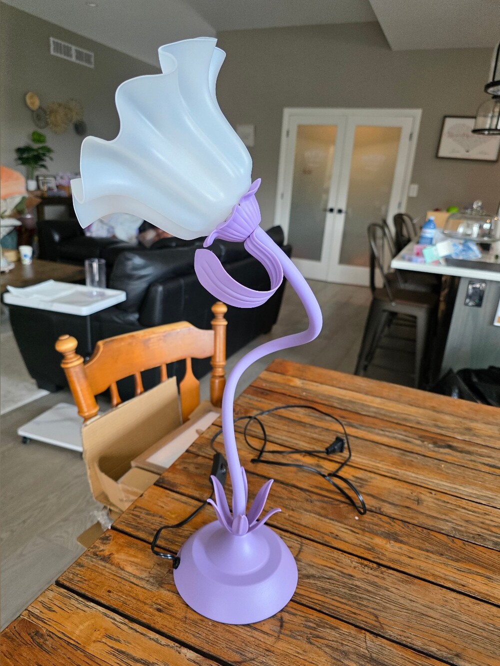 Lavender Floral Accent Lantern Table Lamp - Unbranded